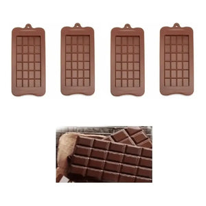 Pack 4 Moldes De Chocolate Molde Barra De Chocolate Silicona Bordó