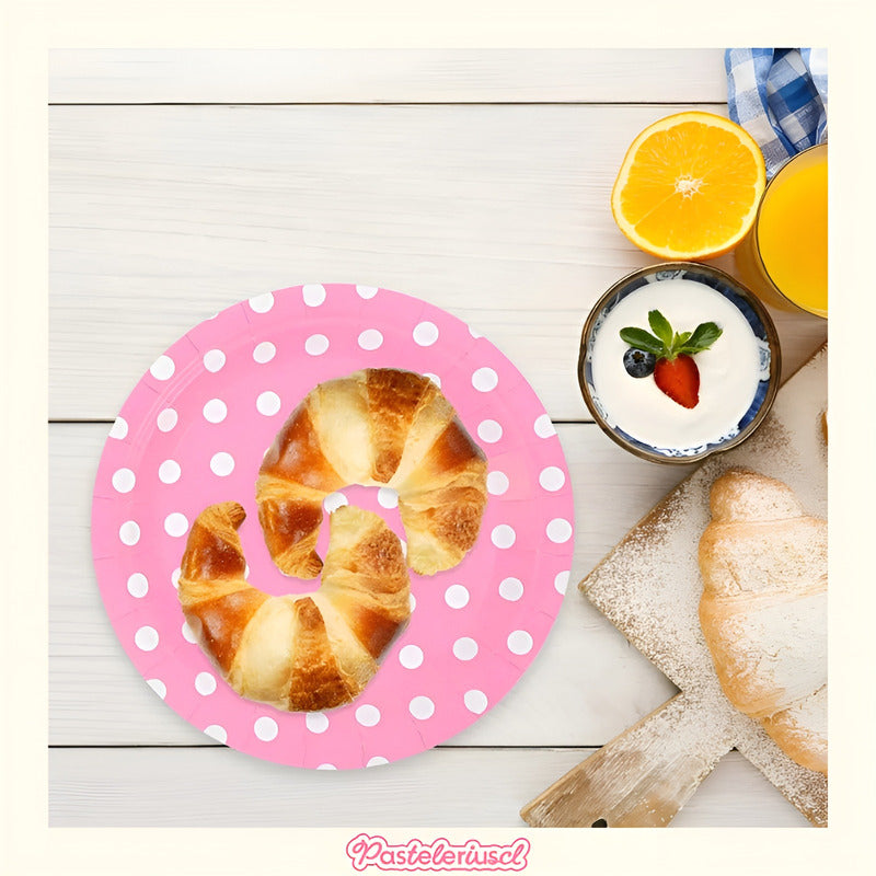 Vasos Desechables Platos De Papel Suministros Fiestas 18cm Rosa Claro