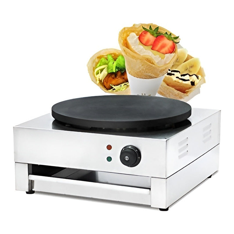 Maquina Para Panqueques Panquequera Electrica Crepera 3000w Plateado