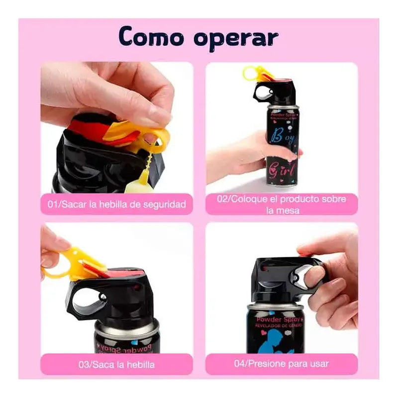 Pack 4 Extintor Humo Revelacion Spray Color Revelacion Genero Rosado