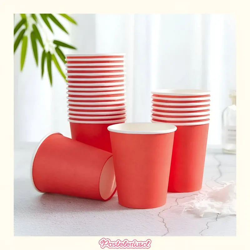 Set Cumpleaños Vasos Servilletas Platos Desechables 20 P/p Rojo