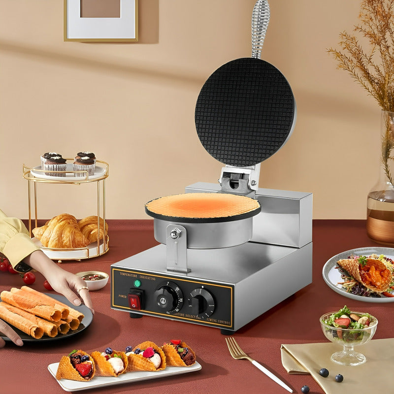 Wafflera Maquina Para Hacer Conos Para Helado Waffle 1200w Plateado