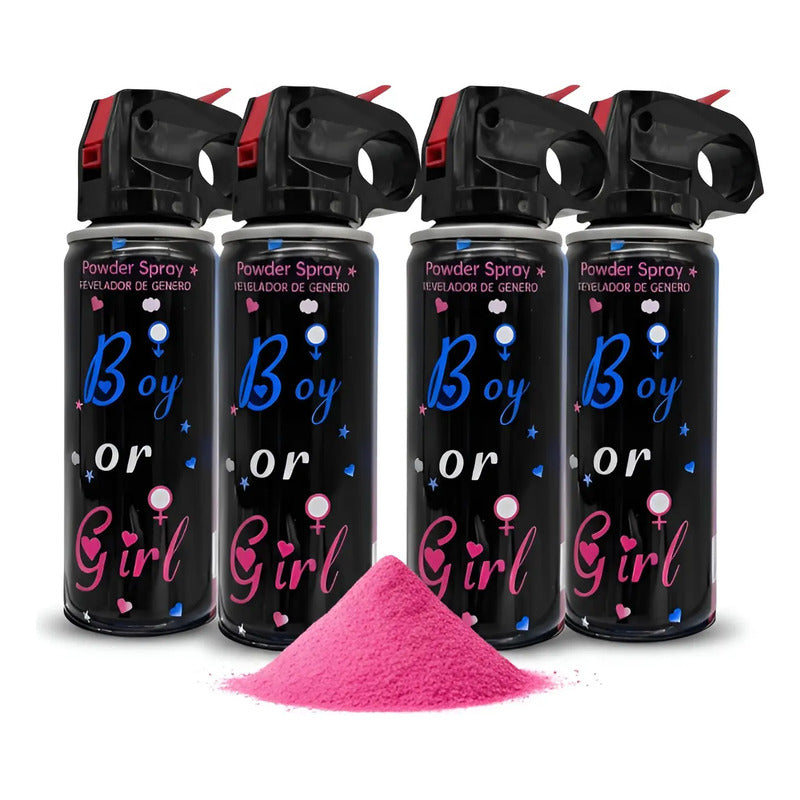Set 4 Extintor Humo Revelacion De Genero Cañon Spray Color Rosado