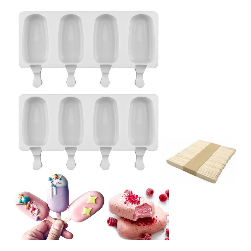 Pack X2 Moldes De Helado Molde Para Helado Molde Helados 417 Blanco Pale417
