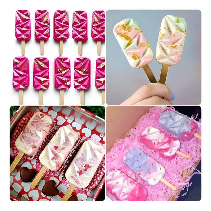 Pack X4 Molde Helados Molde Helado Silicona Molde Paleta 445 Blanco