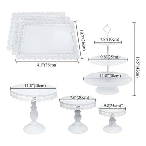 Set 7 Porta Cupcakes Bases Para Tortas Alzadores Candy Bar Blanco / Set 7pcs