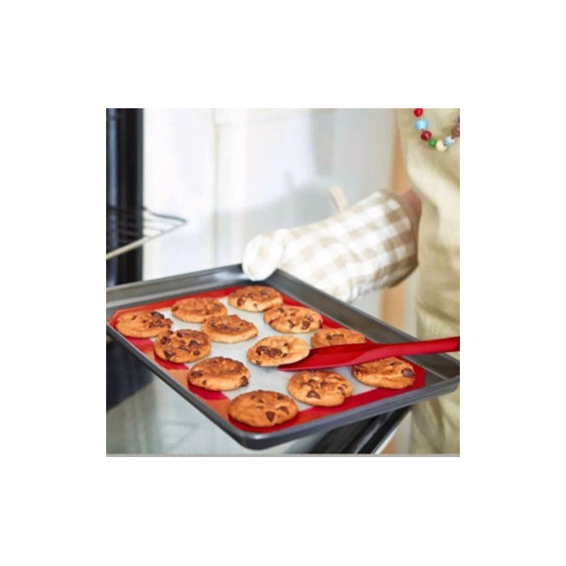 Tapete De Silicona Lamina De Silicona Tapete Horno 30x40cm Beige/rojo