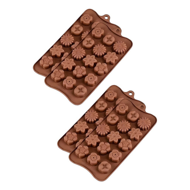 X4 Moldes De Chocolate Moldes Chocolate Silicona 5 Flores N1