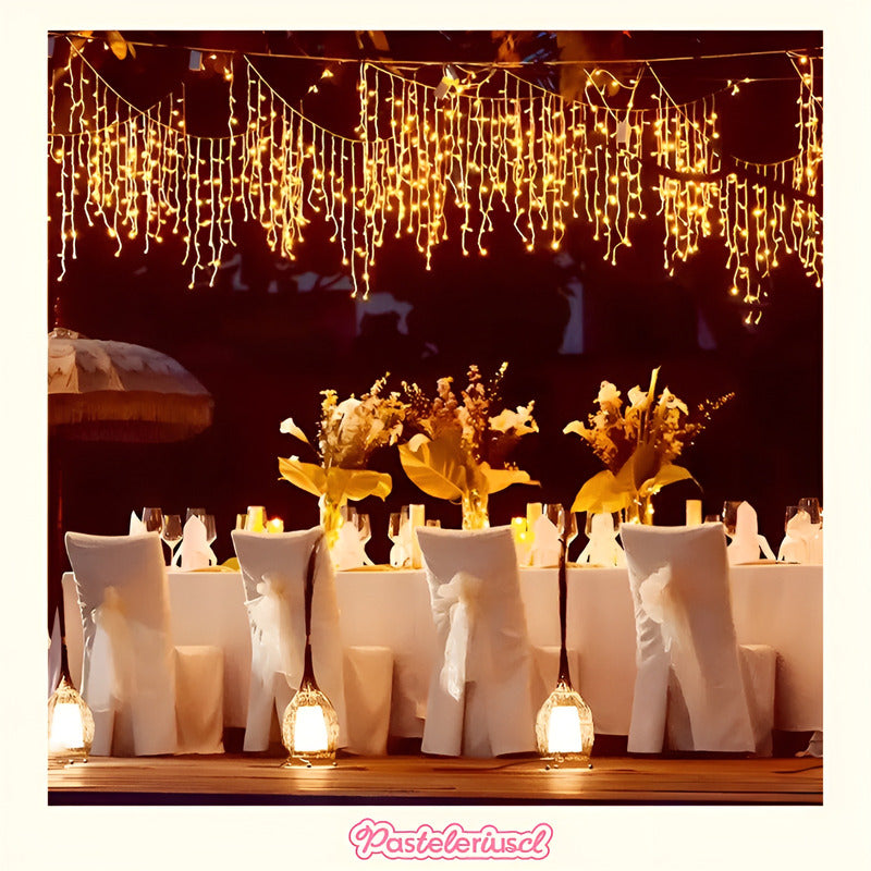 Set X4 Guirnalda De 100 Luces Led Cascadas Luces Exterior Amarillo
