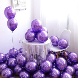 Pack 25 Set De Cumpleaños Globos Cromado Globos Violeta 25cm