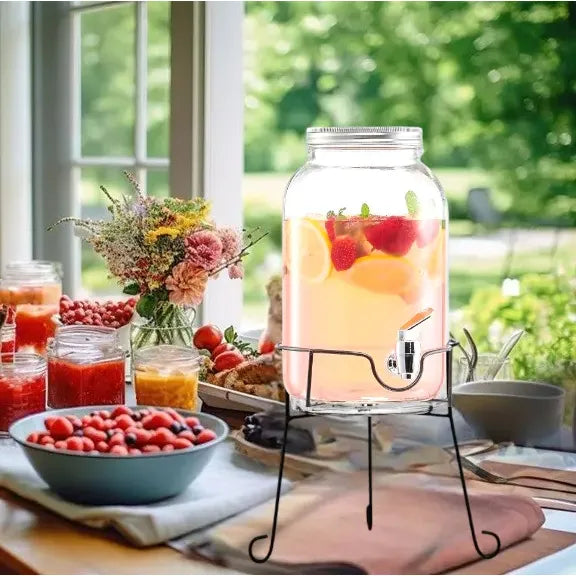 Dispensador De Bebidas Con Atril Jarro De Vidrio Jarros 6l Color Transparente / Dispensador Liso Con Atril 6l