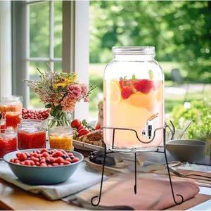 Dispensador De Bebidas Con Atril Jarro De Vidrio Jarros 6l Color Transparente / Dispensador Liso Con Atril 6l