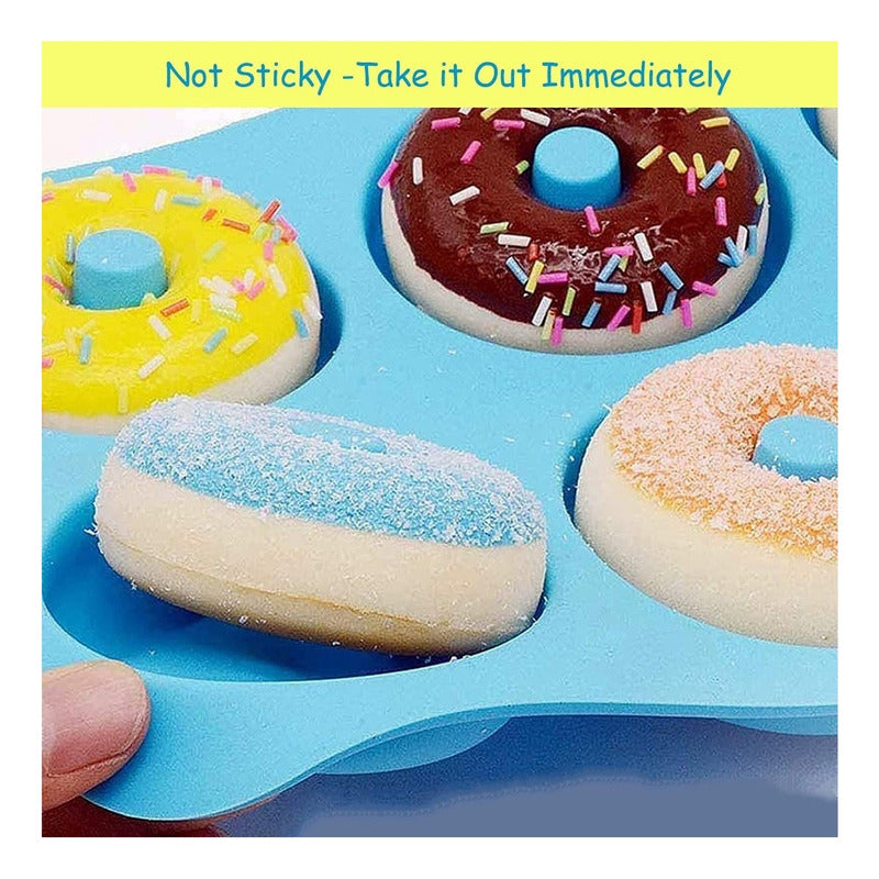 Pack X2 Moldes De Silicona Donas Moldes Donuts Molde Dona 6 Multicolor.