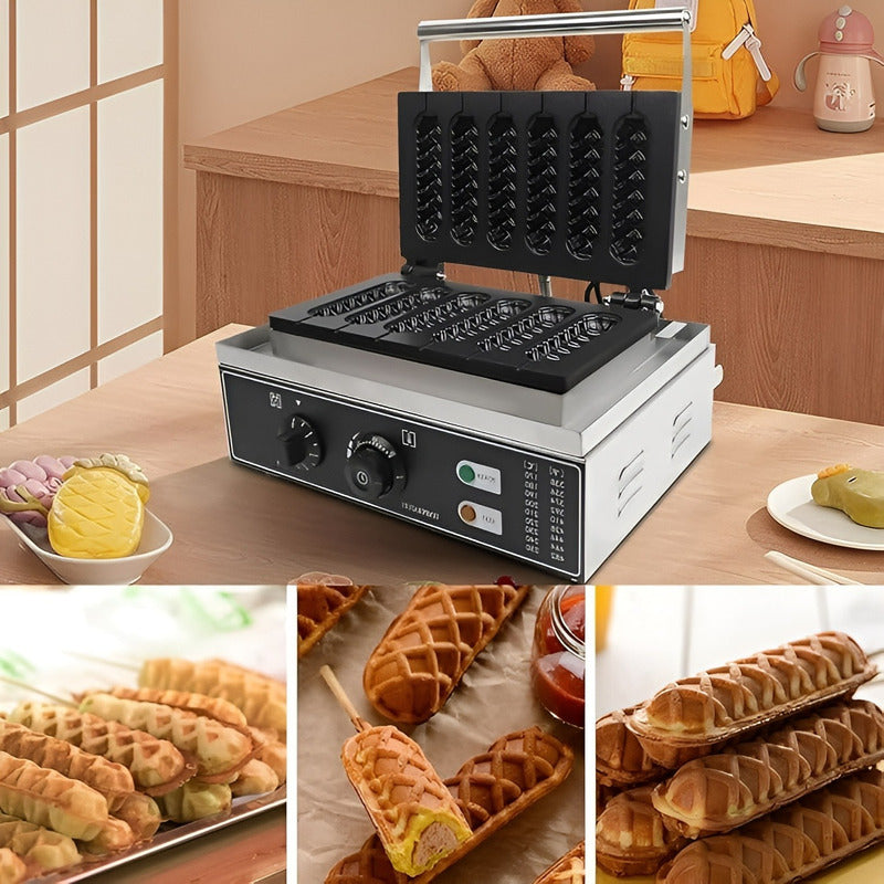 Maquina Para Waffles Hot Dog Maker Wafleras Con Formas 1550w Plateado