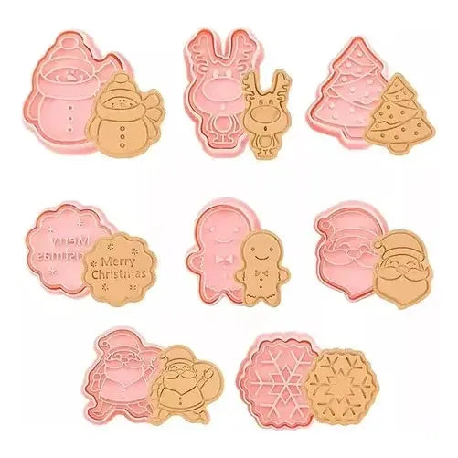 Cortador Galletas Navidad Cortador Galleta Moldes Navideños Color Rosa