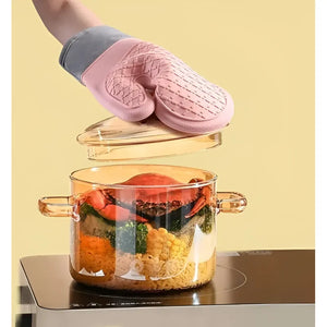 Pack X2 Guantes Silicona Para Horno Toma Olla Guante Cocina  Rosa Guantes Silicona 27cm