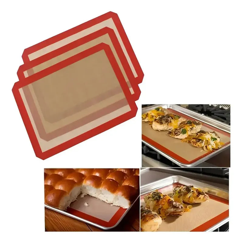 Tapete De Silicona Lamina De Silicona Tapete Horno 30x40cm Lamina De Galletas Alfombrillas Para Hornear Silicona Para... Beige/rojo