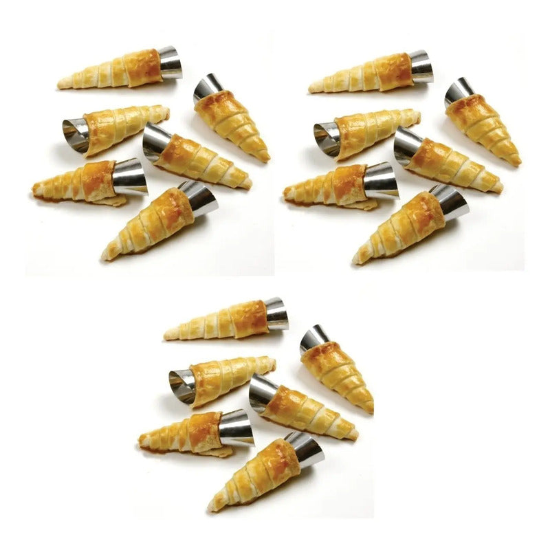 Pack X18 Cono Molde Para Cannoli Cachito Croissant Pan Danes Gris Claro