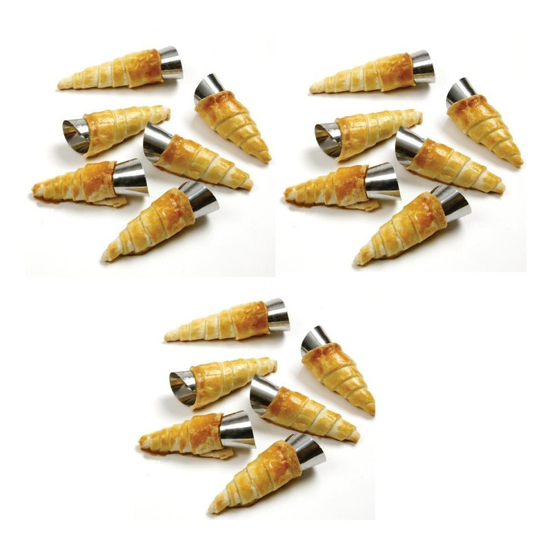 Pack X18 Cono Molde Para Cannoli Cachito Croissant Pan Danes Gris
