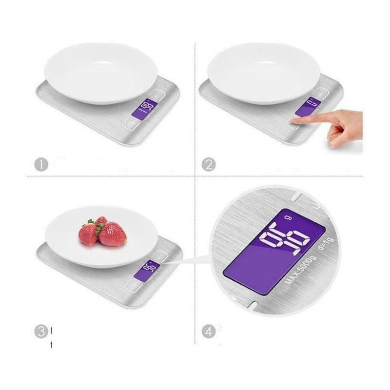 Balanza Digital Multiuso Pesa Digital Bascula Digital 299 Plateado 5 Kg
