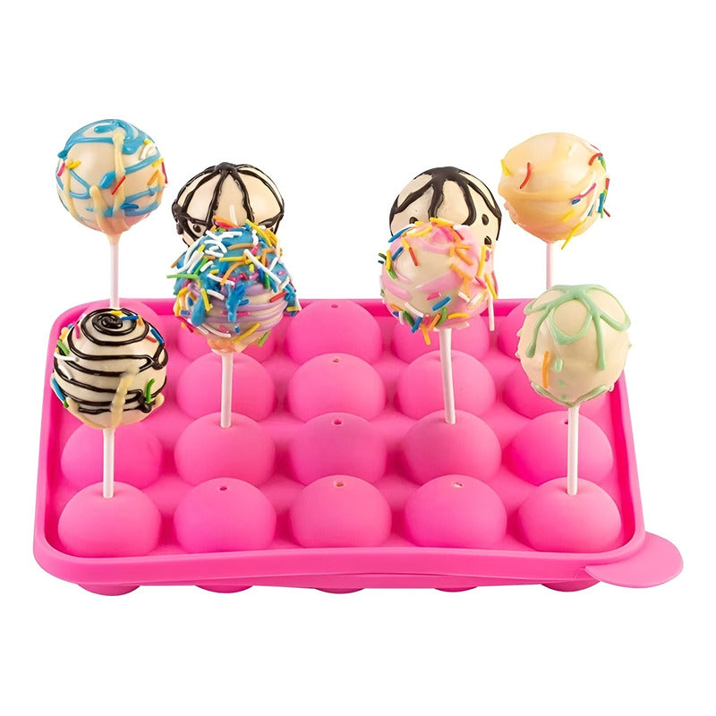 Moldes Silicona Queque Moldes Reposteria Cake Pops 20cav Rosa / Molde Cake Pop 20 Cav