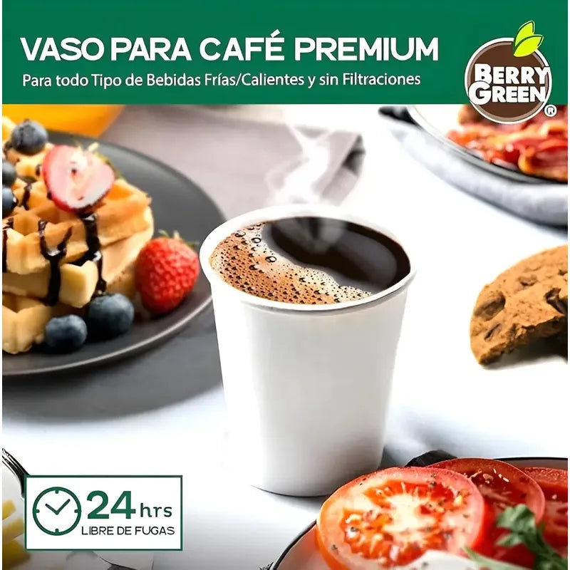 200 Vasos Para Cafe Vasos Polipapel C/tapa Manga 10oz 296ml Vasos Desechables Café Vasos Para Cafe Desechable Con Tapa Kraft Vaso Desechable Café Térmico Polipapel Blanco Pasteleriuscl