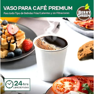 200 Vasos Para Cafe Vasos Polipapel C/tapa Manga 10oz 296ml Vasos Desechables Café Vasos Para Cafe Desechable Con Tapa Kraft Vaso Desechable Café Térmico Polipapel Blanco Pasteleriuscl