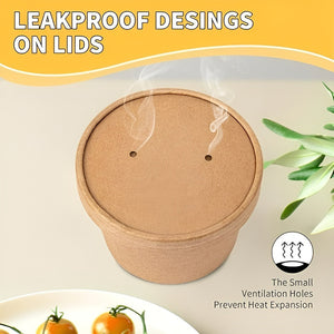 X100 Potes Contenedor De Alimentos Pote Kraft C/tapa 12oz