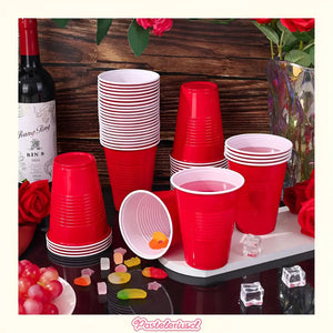 50 Vasos Plasticos Vaso Desechable Grande Bicolor 16oz 473ml Rojo 473 Ml