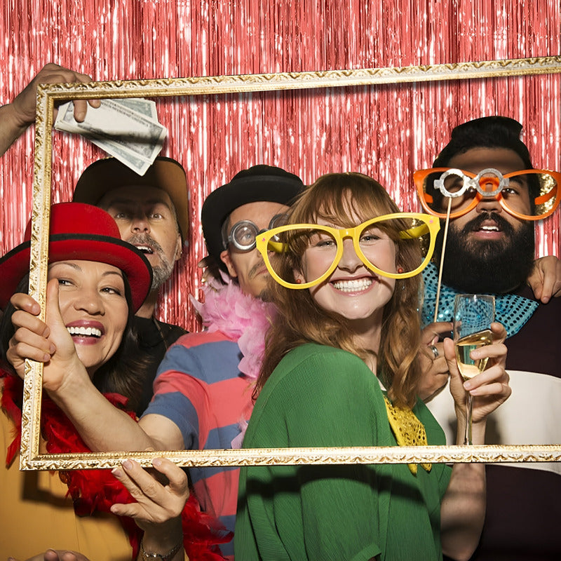 Guirnalda Cortina Metalica Cortina Decorativa Cumpleaños Rosa Gold 111574