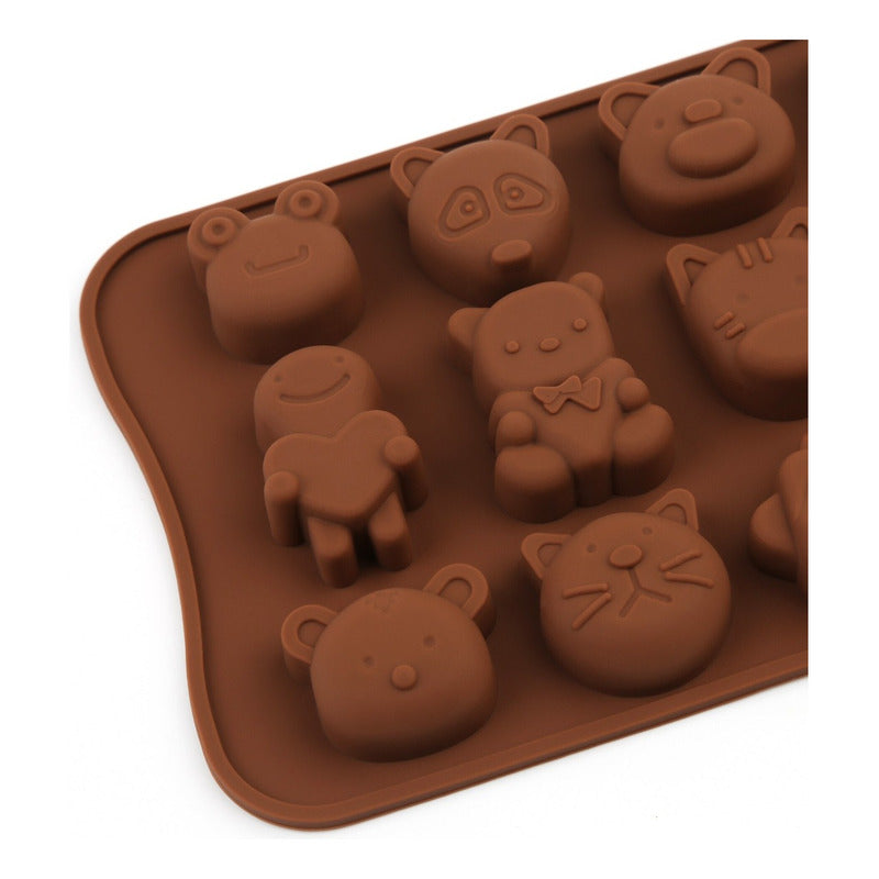 2 Moldes De Chocolate Molde De Silicona Animalitos Marrron Marrón