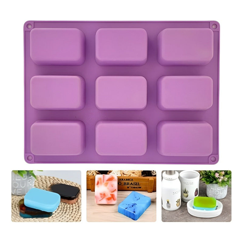 Molde Silicona Molde Jabon Artesanal Mole Barra 9cav Gris