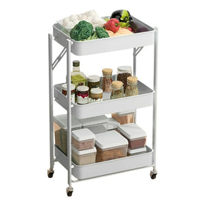 Carro De Almacenamiento Con Ruedas Carrito Multiusos 3niv Blanco