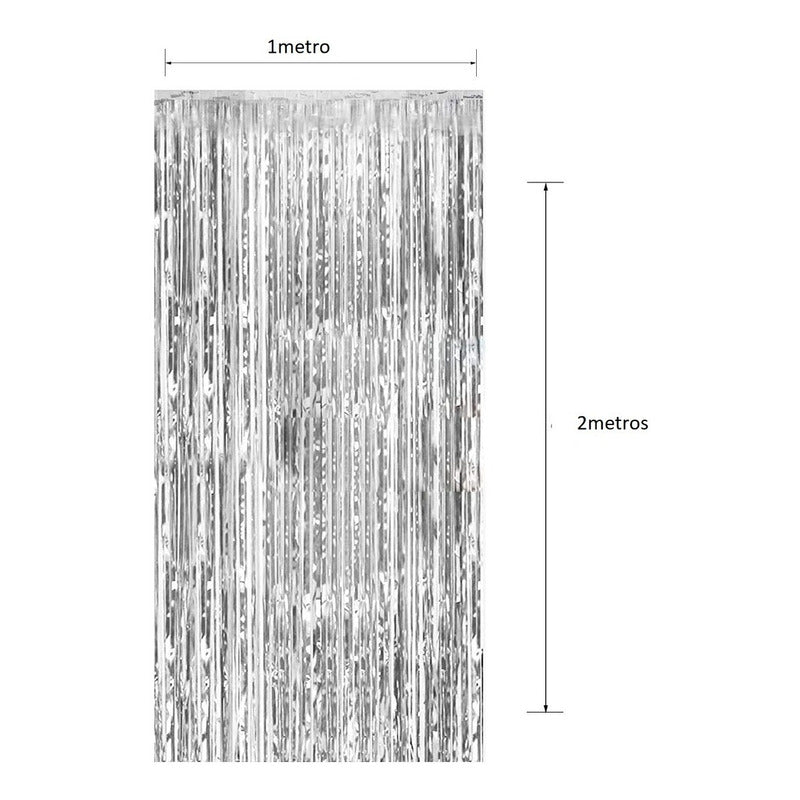 X2 Cortina Guirnalda Cumpleaños Guirnalda Cumpleaños Gris 2m Plateado Rectangular
