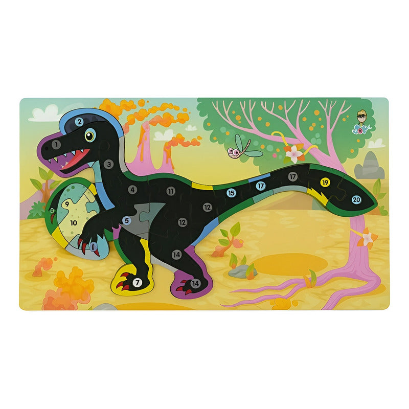 Puzzle Rompecabezas Montessori Porta Puzzle Dinosaurio 20pcs