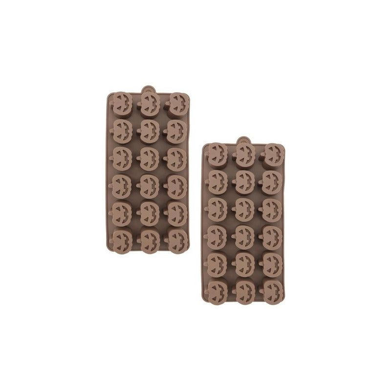 2 Moldes De Silicona Para Chocolate Forma De Calabaza Color Marrón Pastelería Cl