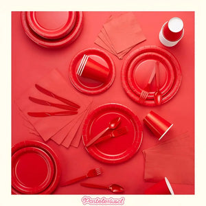 X20 Vajilla De Cumpleaños Servilleta Vaso Platos Desechables Rojo