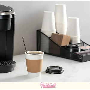 Vaso Cafe Kraft Vasos Polipapel Con Tapa Manga 8oz 50und Para Postre Coffe Desechable Termico Polipapel Vaso Con Tapa Kraft Vaso De Café Polipapel Vaso Desechable Polipapel Pasteleriuscl Blanco