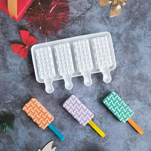 X2 Moldes De Silicona Reposteria Molde Helados Paletas 4cav