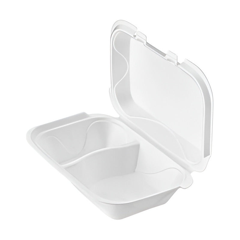 25 Bandeja Plumavit Bandeja Rectangular C/ Division Bandejas Blanco/ Envase Plumavit Con Division 296