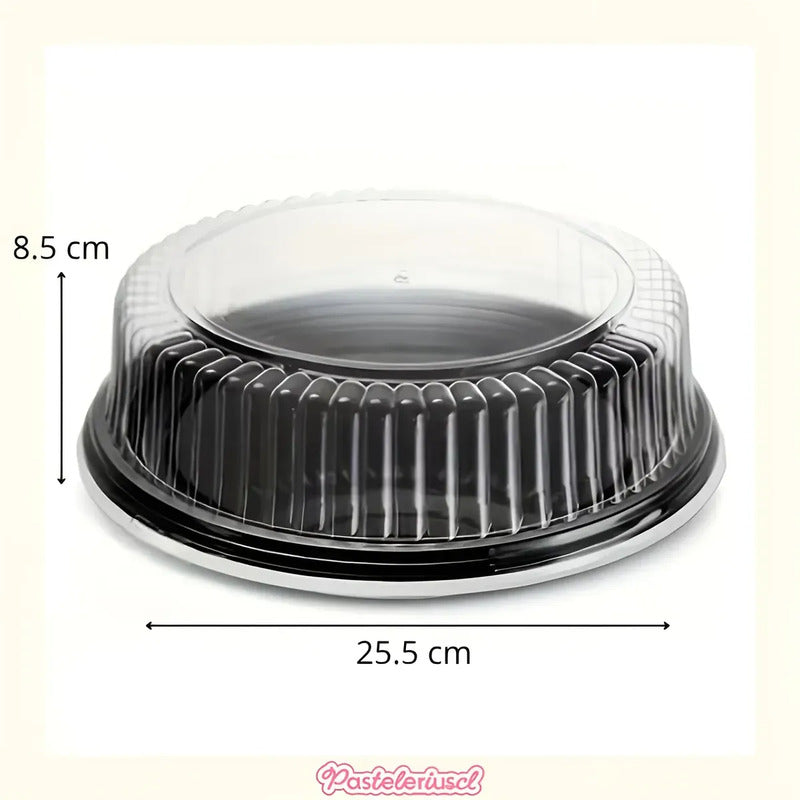 50 Bandejas Para Torta Porta Cupcake Porta Tortas 25x8cm Soporte Redondo Para Cupcakes Con Tapa Cúpula Transparente De... Negro