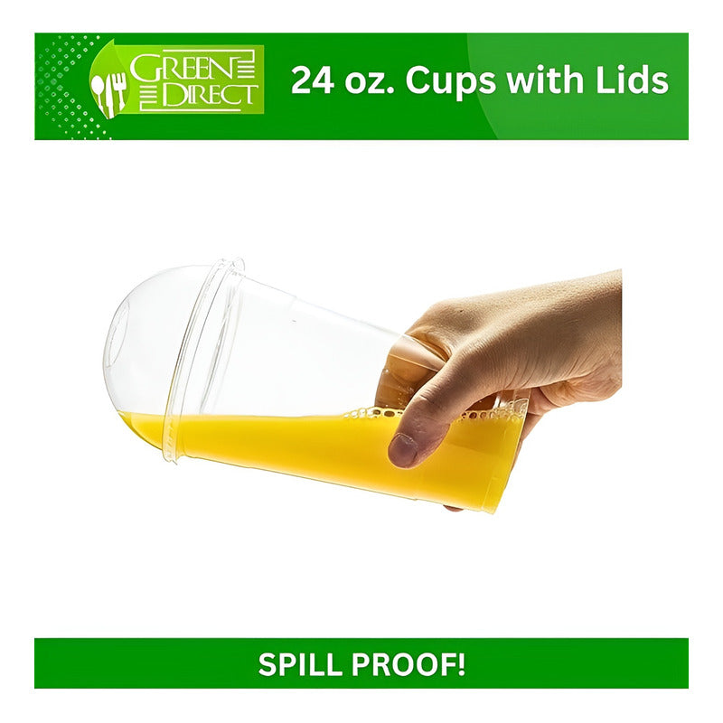 200 Vasos Plasticos Desechables Vaso Tapa Domo Sin Hoyo 20oz Transparente