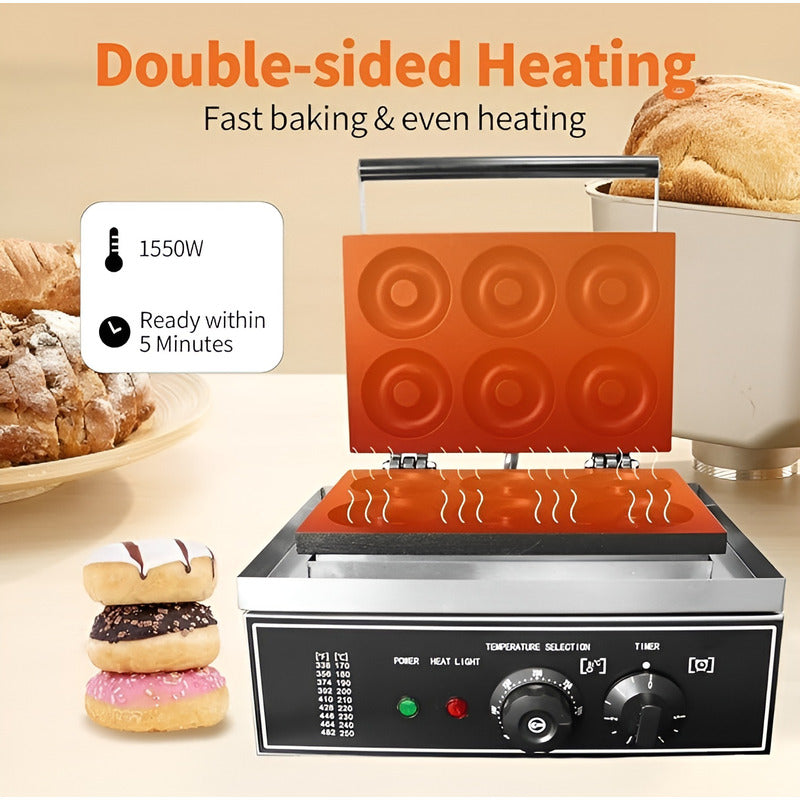 Maquina Mini Donuts Maquina De Donuts Maquina 6 Donas 1550w Plateado