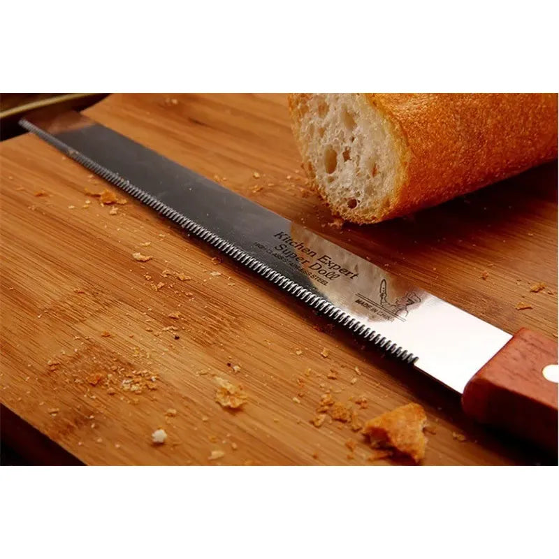 Cuchillo De Sierra Pasteleriuscl Para Pan Y Tortas De Acero Inoxidable Con Mango De Madera Gris Marron