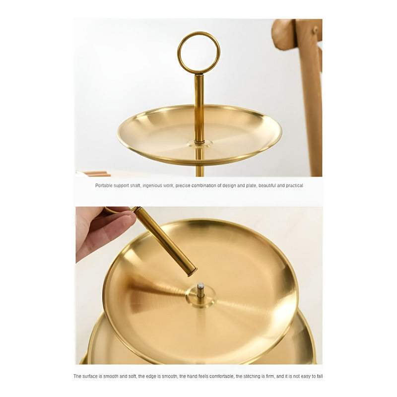 Porta Cupcake Porta Torta Exhibidor Candy Bar Soporte 2nivel Dorado