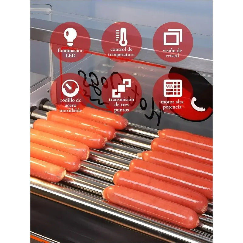 Parrilla Hot Dog Rostizador Vienesas Calentador Pan 7 Roller Máquina Eléctrica Acero Inoxidable Uso Comercial Rostizador Eléctrico Calentador De Pan Hot Dog Rostizador Vienesas Eléctrico Pasteleriuscl