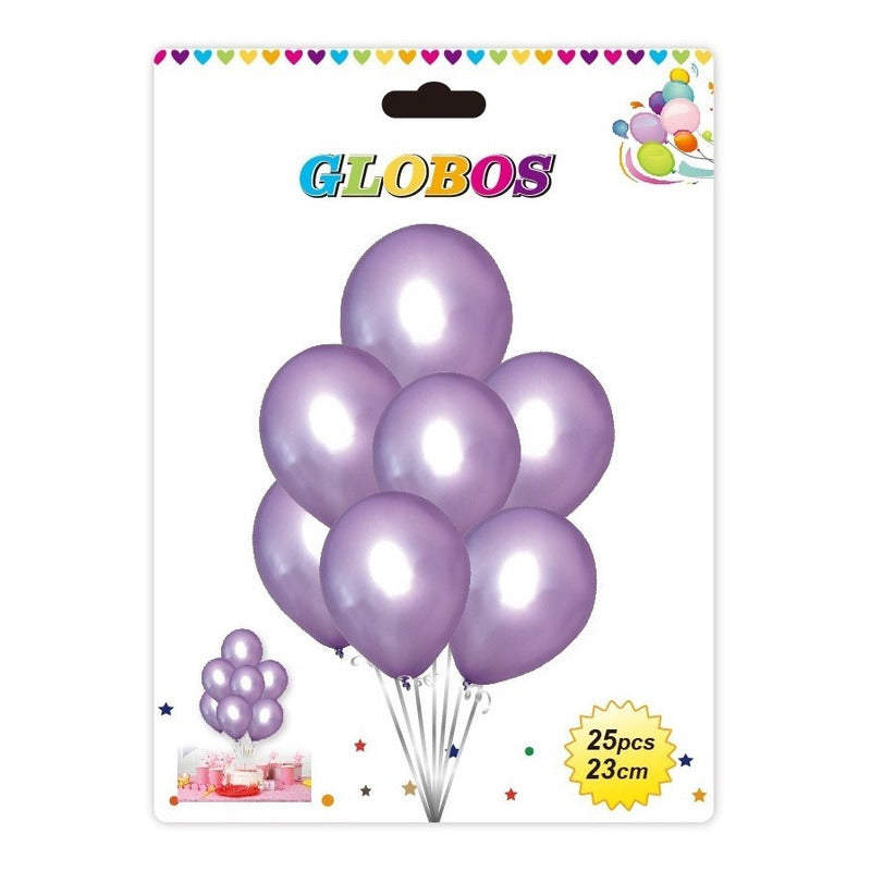 Pack X25 Set De Cumpleaños Globos Cumpleaños Globos Violeta Violeta Redondo