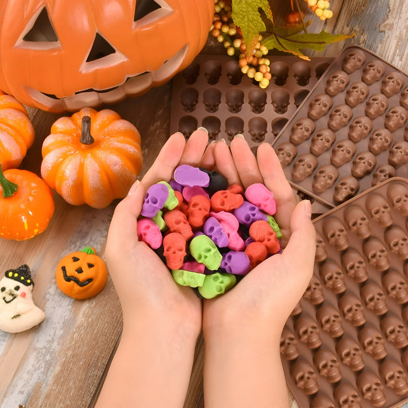Moldes Silicona Halloween Moldes Reposteria Calavera 40cav Multicolor