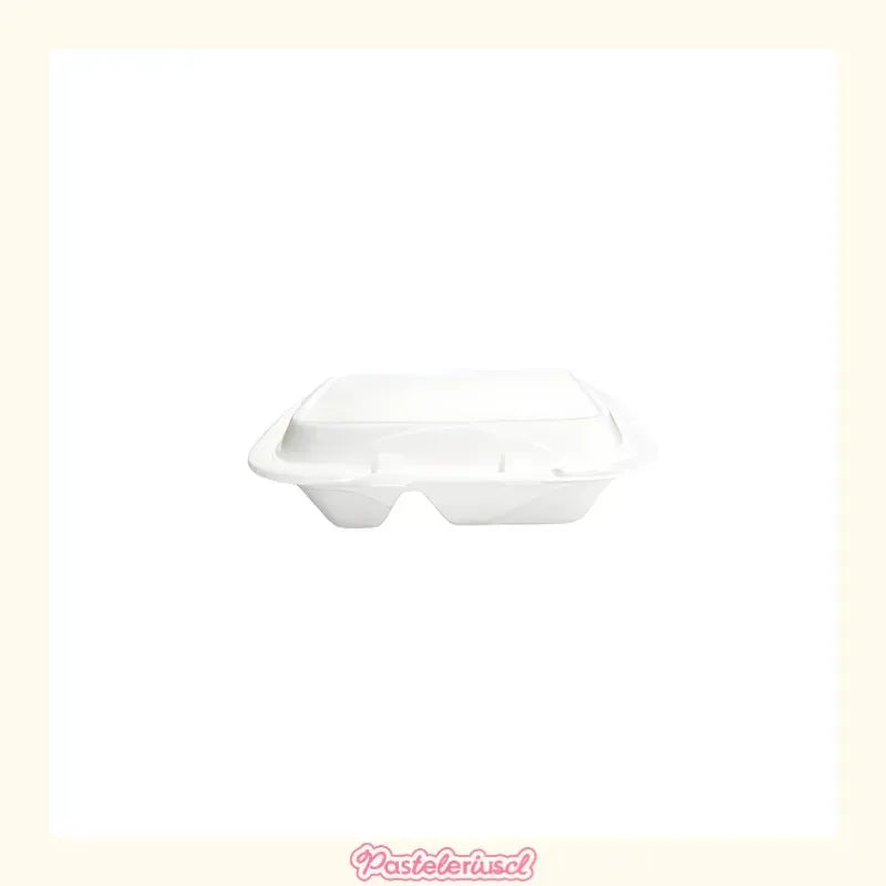 200 Bandejas Plumavit Bandeja Rectangular C/ Division Bandeja Alimentos De Colegio Bandejas De Plumavit Para Colacion... Blanco