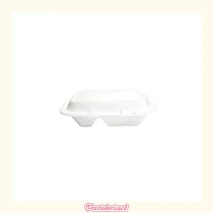 200 Bandejas Plumavit Bandeja Rectangular C/ Division Bandeja Alimentos De Colegio Bandejas De Plumavit Para Colacion... Blanco